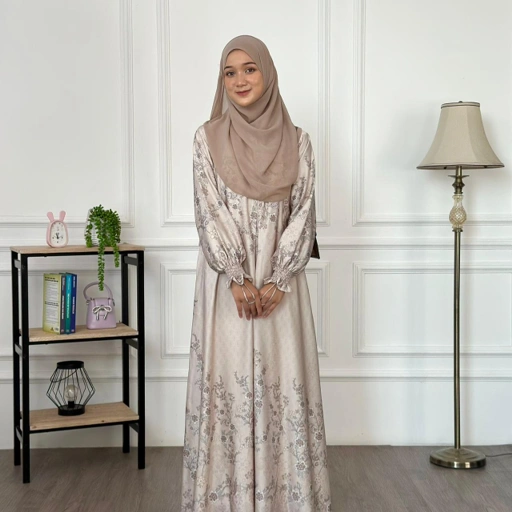 Image of Riskirich Shayma Gamis Silk Motif Premium Mewah dan Elegan