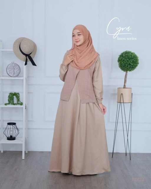 Image of Riskirich Cyra Dress Kombinasi Vest 3in1 Style Outfit Remaja Kekinian