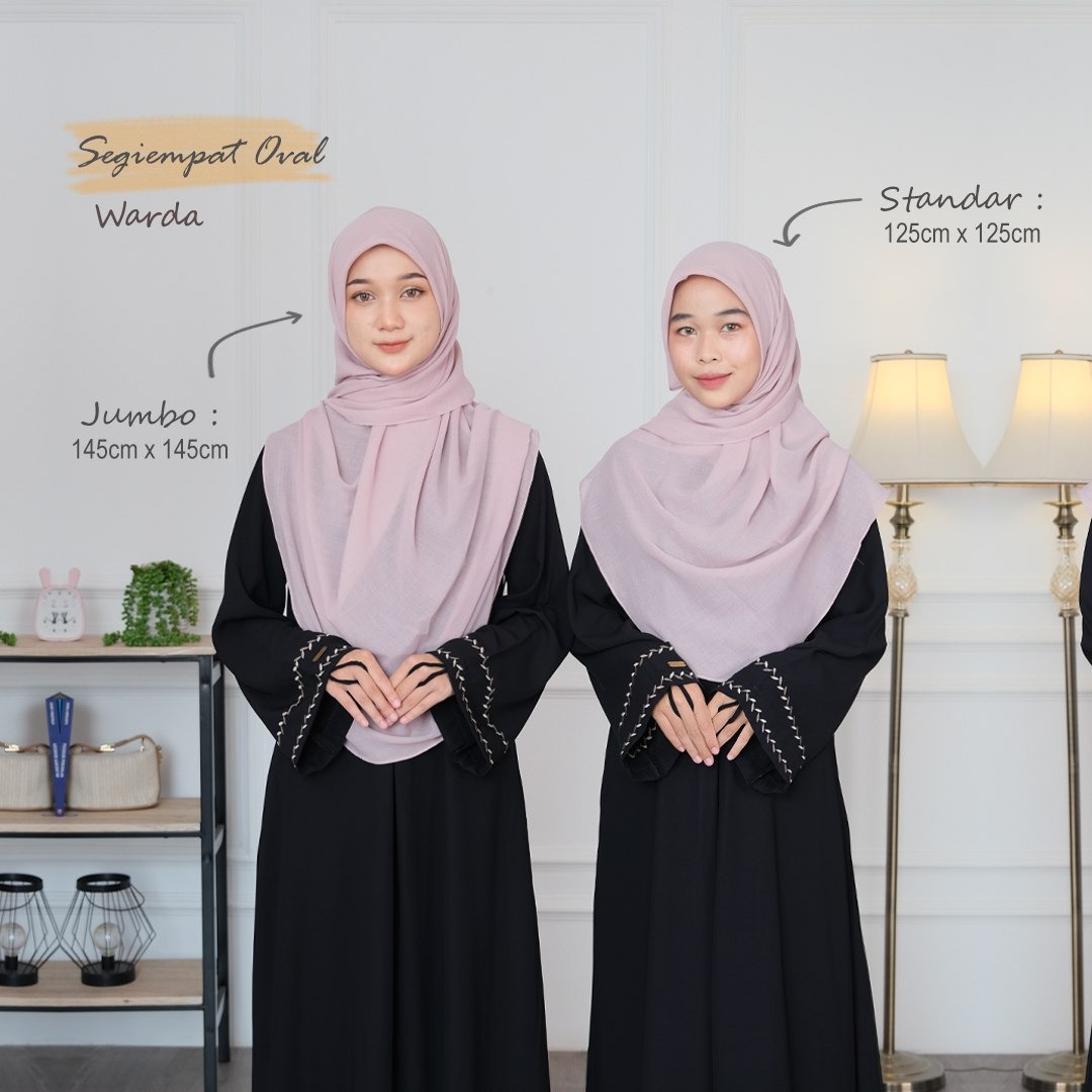 Hijab Warda Jilbab Segi Empat Oval Malay Standar / Jumbo