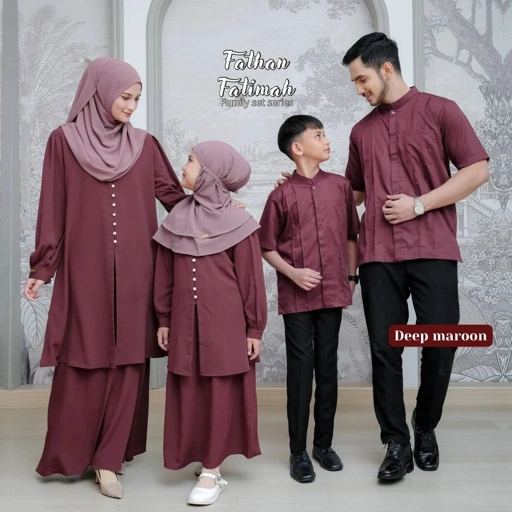 Image of Riskirich Fathan Fatimah Deep Maroon Sarimbit Keluarga