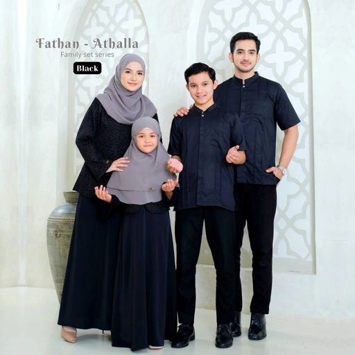 Image of Riskirich Fathan Athalla Black Cheongsam Family Set 