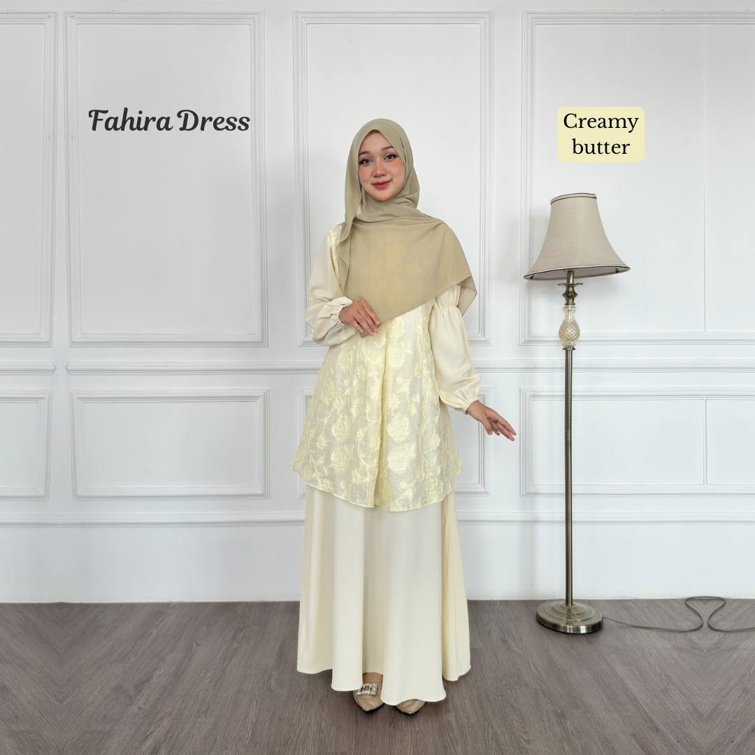 Fahira Dress | Gamis Motif Flowers Paper Silk Embroidery | Seragaman Bridesmaid