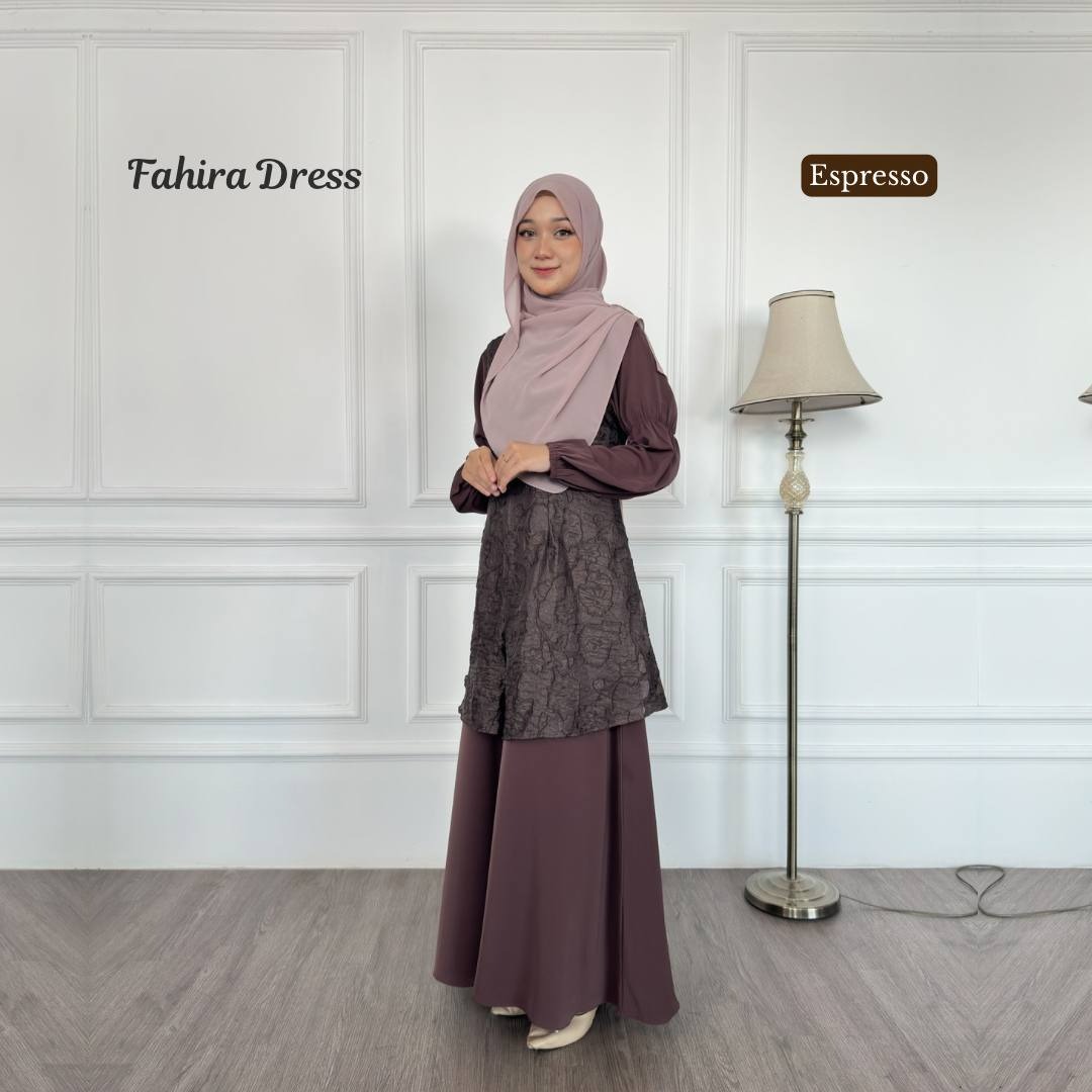 Fahira Dress | Gamis Motif Flowers Paper Silk Embroidery | Seragaman Bridesmaid