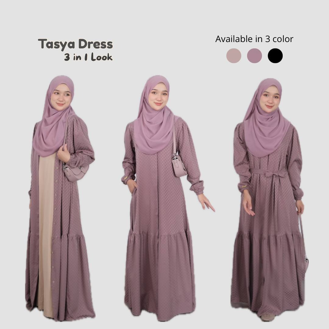 Tasya Dress Gamis 3in1 Look Outfit Simple