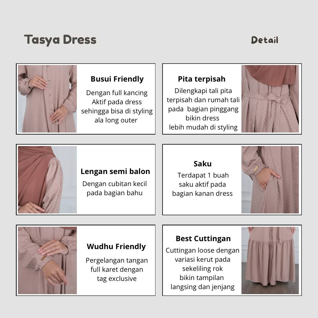 Tasya Dress Gamis 3in1 Look Outfit Simple