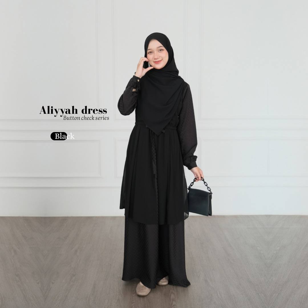 Aliyyah Button Chek Gamis Muslimah Premium