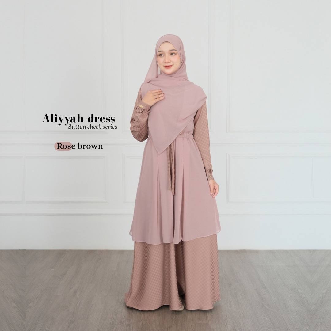 Aliyyah Button Chek Gamis Muslimah Premium