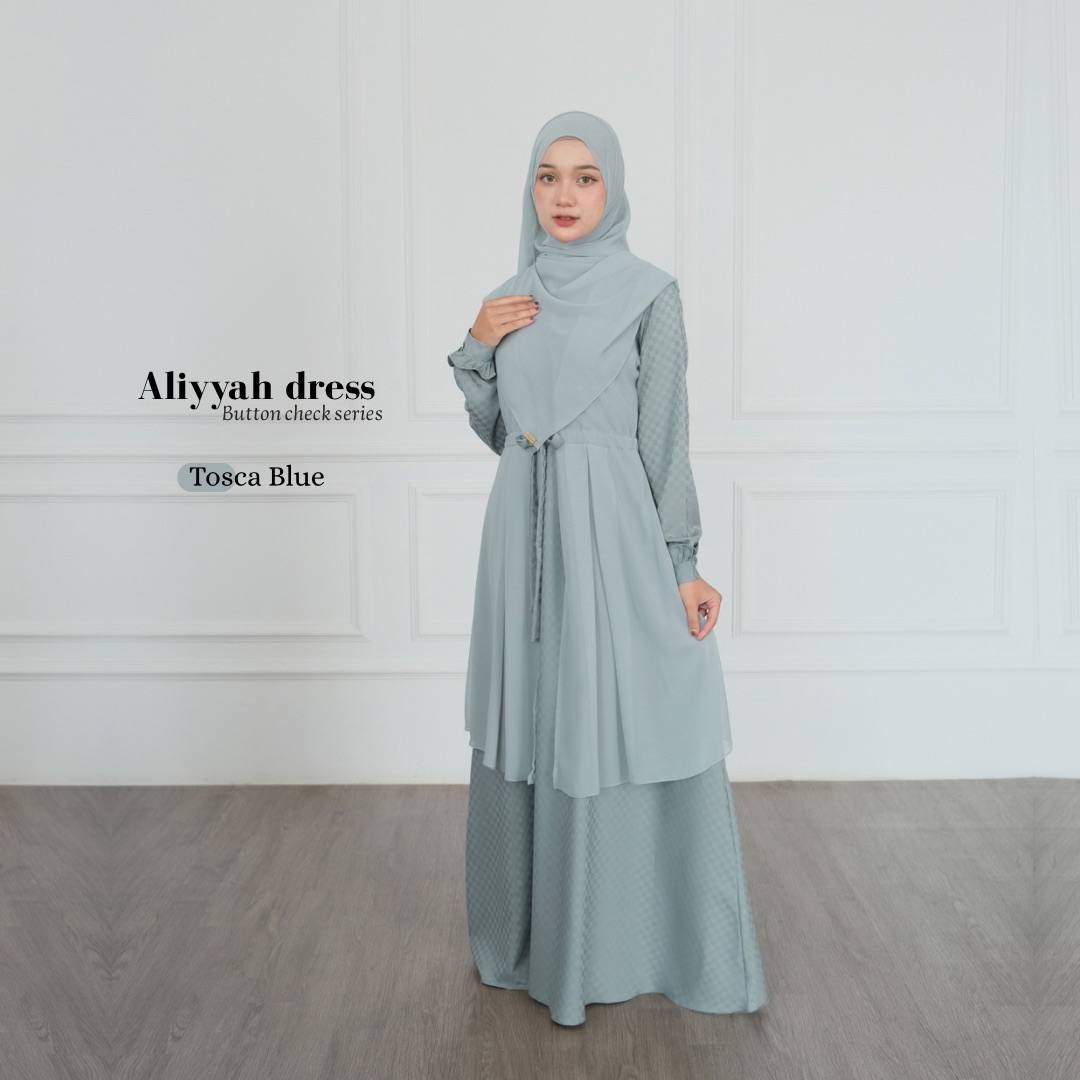 Aliyyah Button Chek Gamis Muslimah Premium