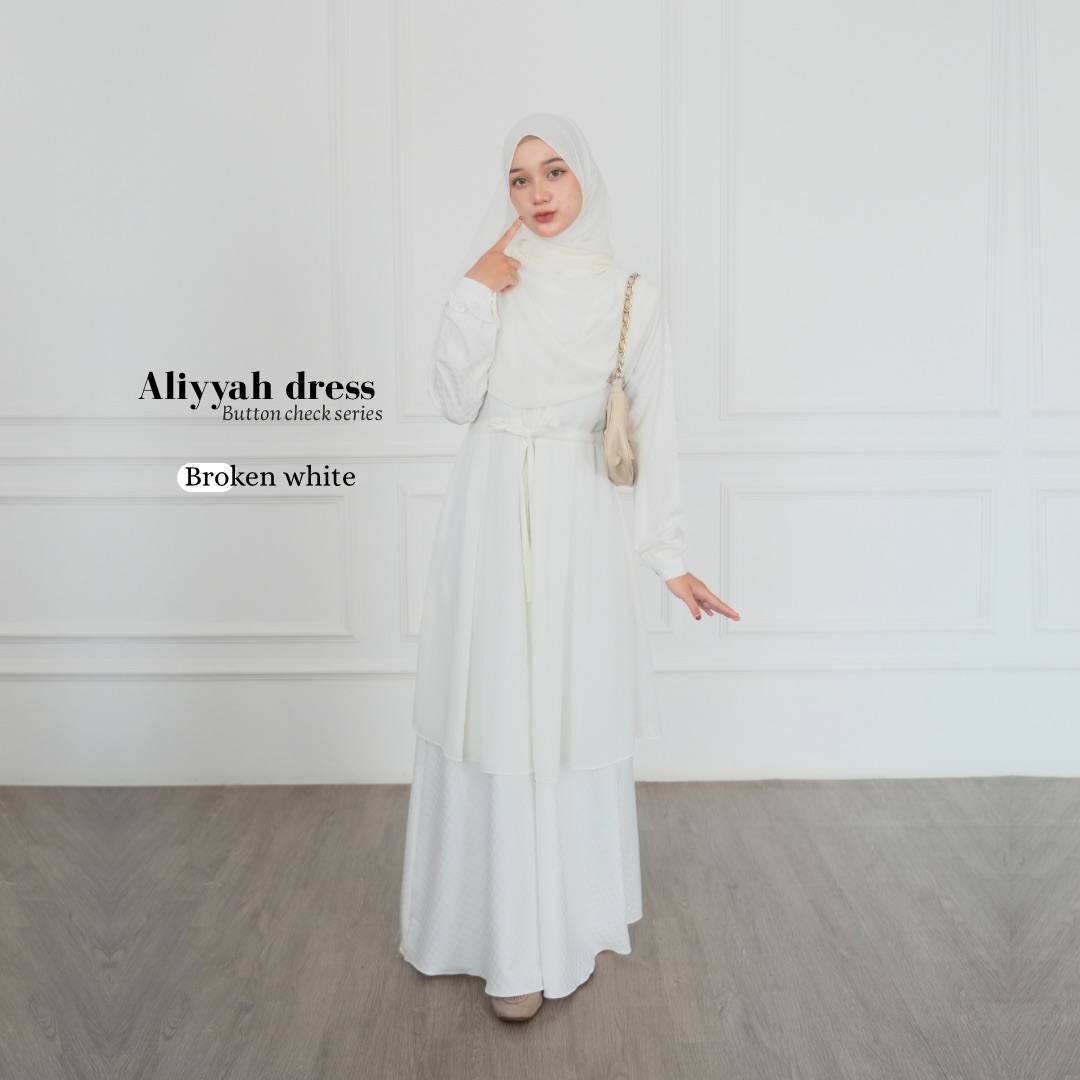 Aliyyah Button Chek Gamis Muslimah Premium