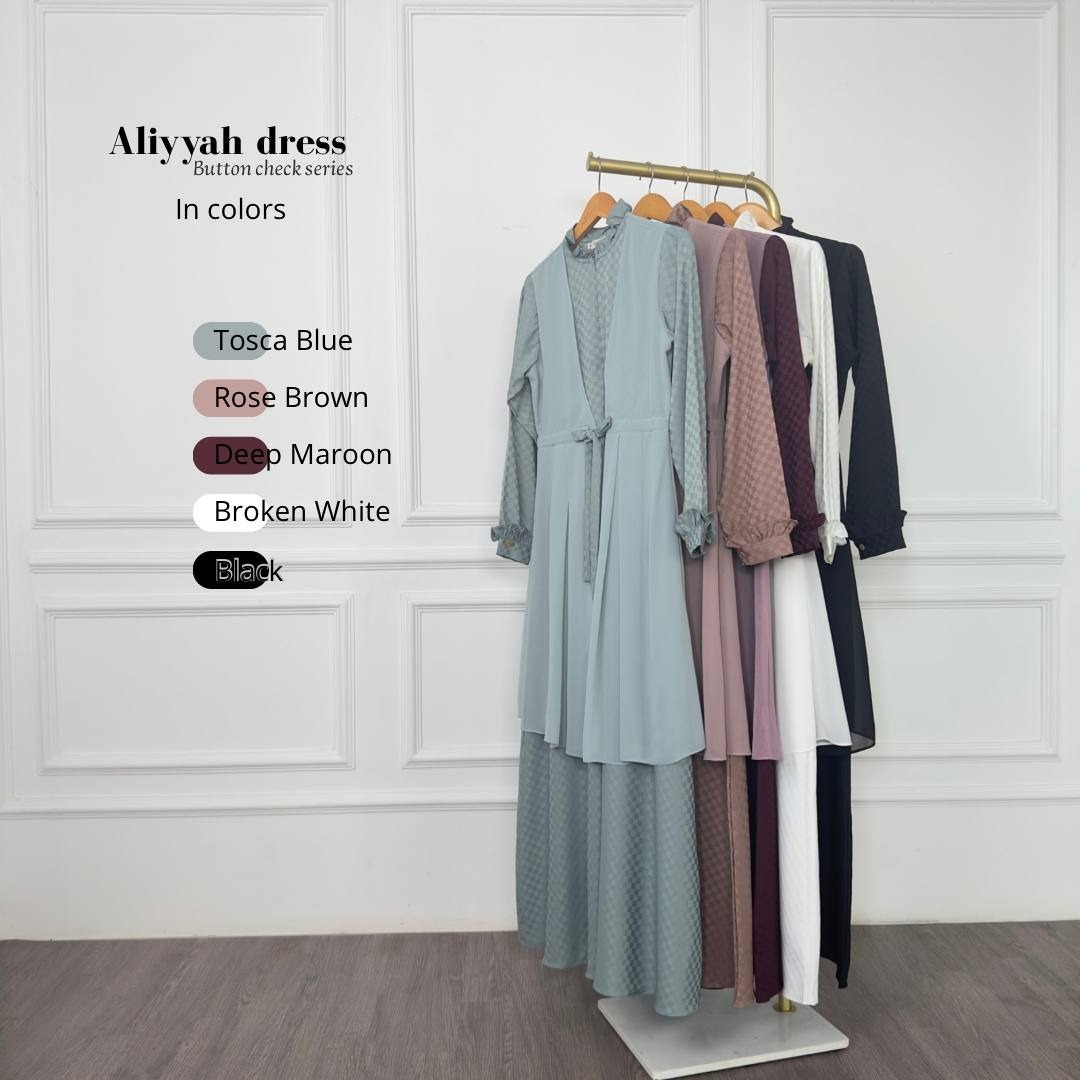 Aliyyah Button Chek Gamis Muslimah Premium