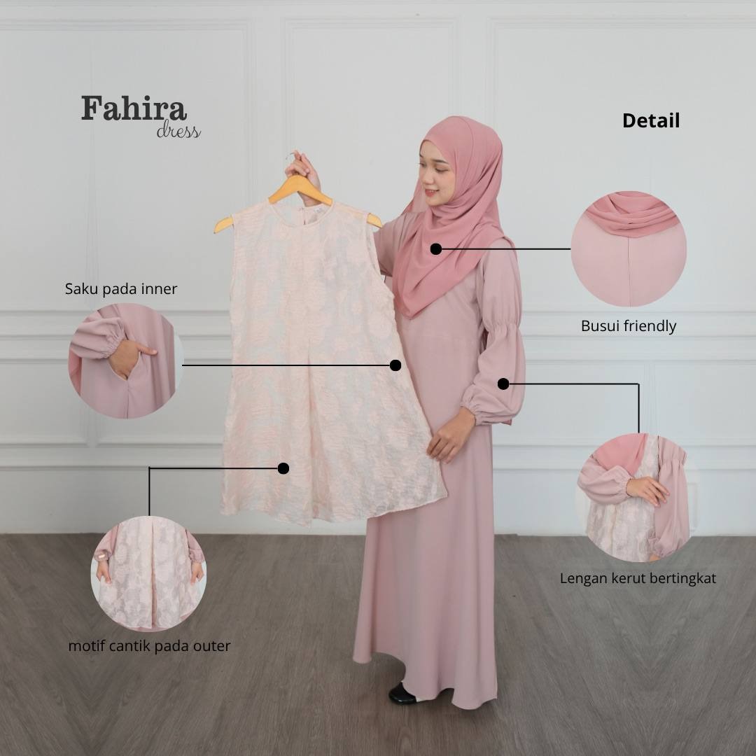 Fahira Dress | Gamis Motif Flowers Paper Silk Embroidery | Seragaman Bridesmaid
