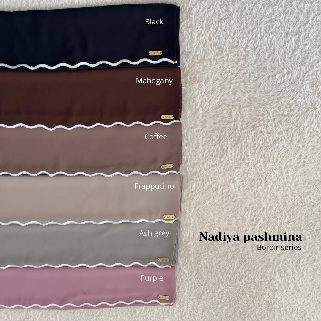 Nadiya Bordir | Pashmina Ceruty Babydoll Premium Embroidery | Kerudung Melayu Instan Bordir Hijab