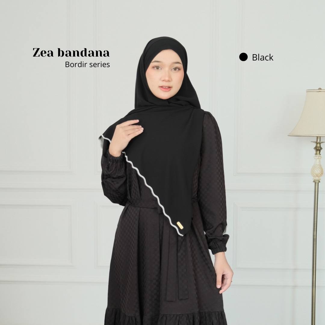 Zea Khimar Bandana Bordir | Khimar Syari'i French Square Cerutty Premium