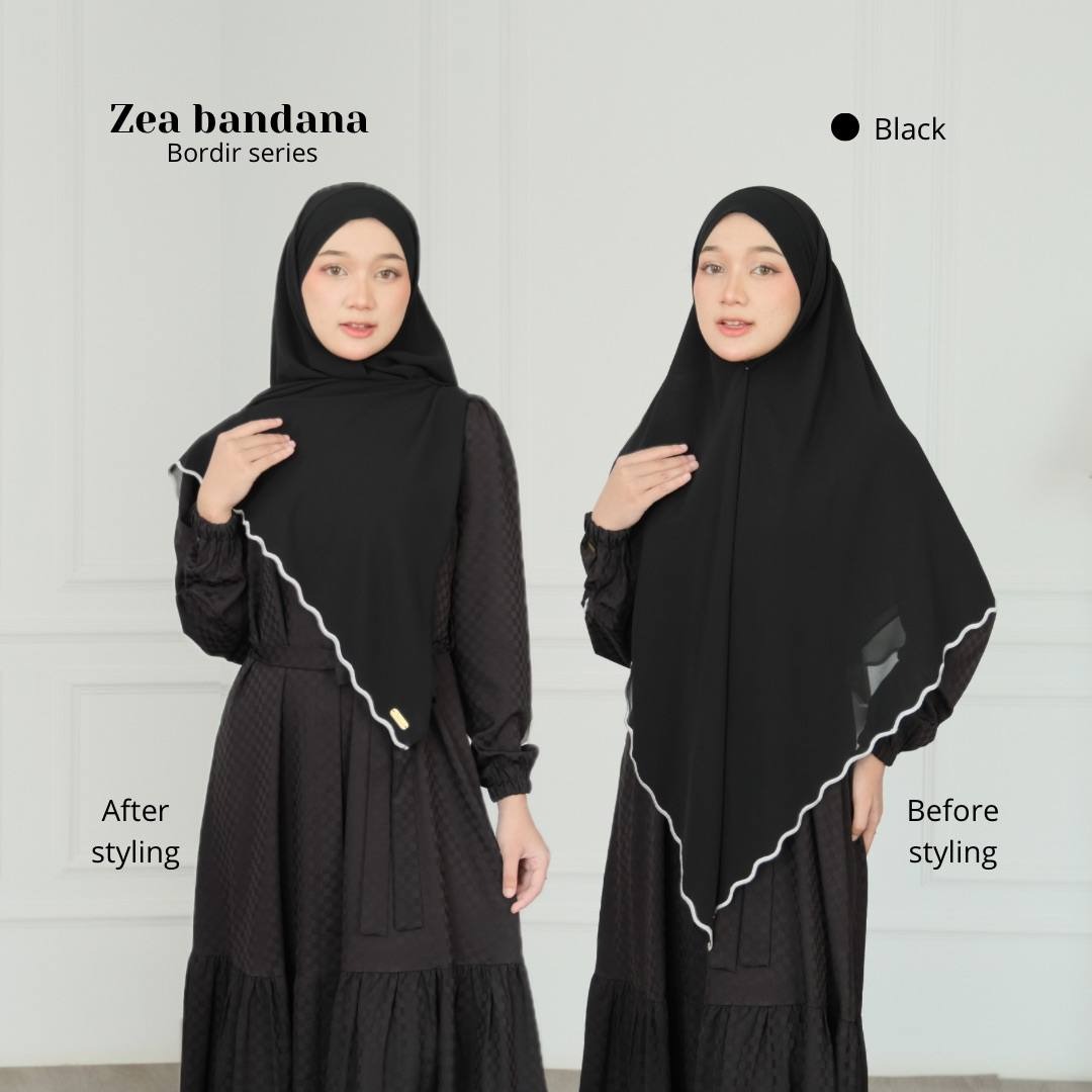 Zea Khimar Bandana Bordir | Khimar Syari'i French Square Cerutty Premium