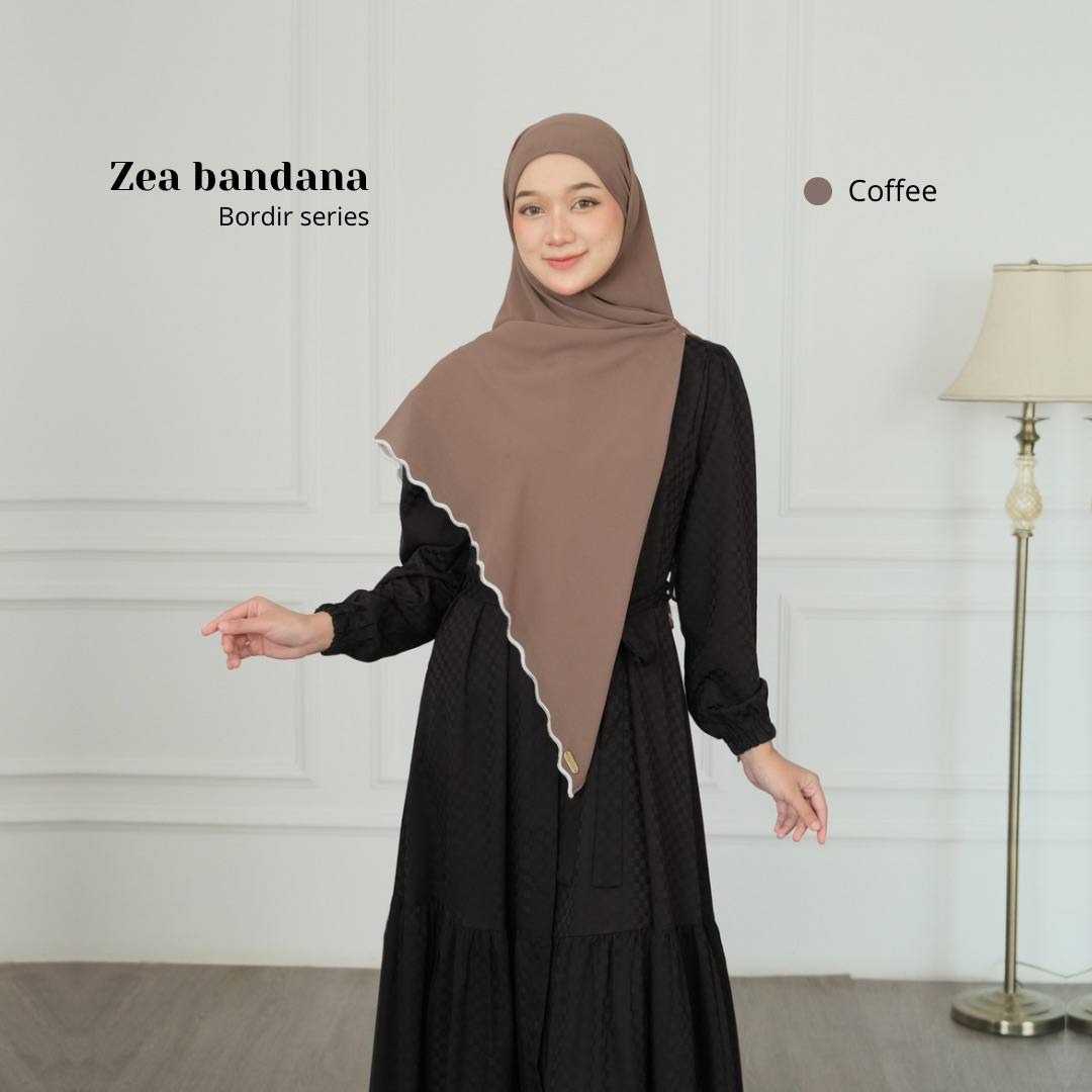Zea Khimar Bandana Bordir | Khimar Syari'i French Square Cerutty Premium