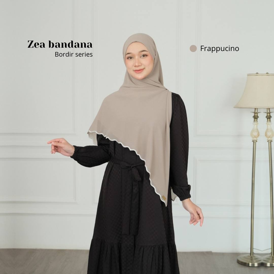 Zea Khimar Bandana Bordir | Khimar Syari'i French Square Cerutty Premium