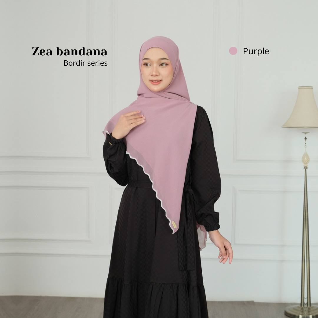 Zea Khimar Bandana Bordir | Khimar Syari'i French Square Cerutty Premium
