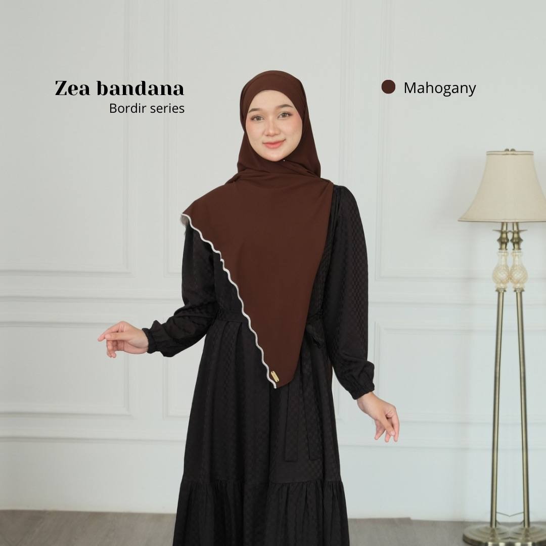 Zea Khimar Bandana Bordir | Khimar Syari'i French Square Cerutty Premium