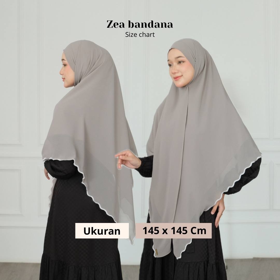 Zea Khimar Bandana Bordir | Khimar Syari'i French Square Cerutty Premium