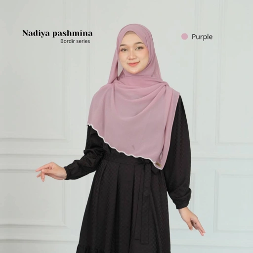 Nadiya Bordir | Pashmina Ceruty Babydoll Premium Embroidery | Kerudung Melayu Instan Bordir Hijab