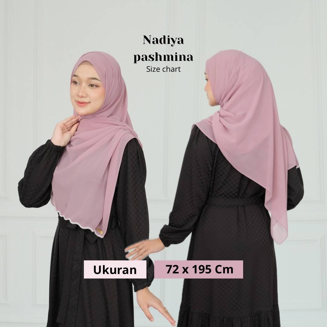 Nadiya Bordir | Pashmina Ceruty Babydoll Premium Embroidery | Kerudung Melayu Instan Bordir Hijab