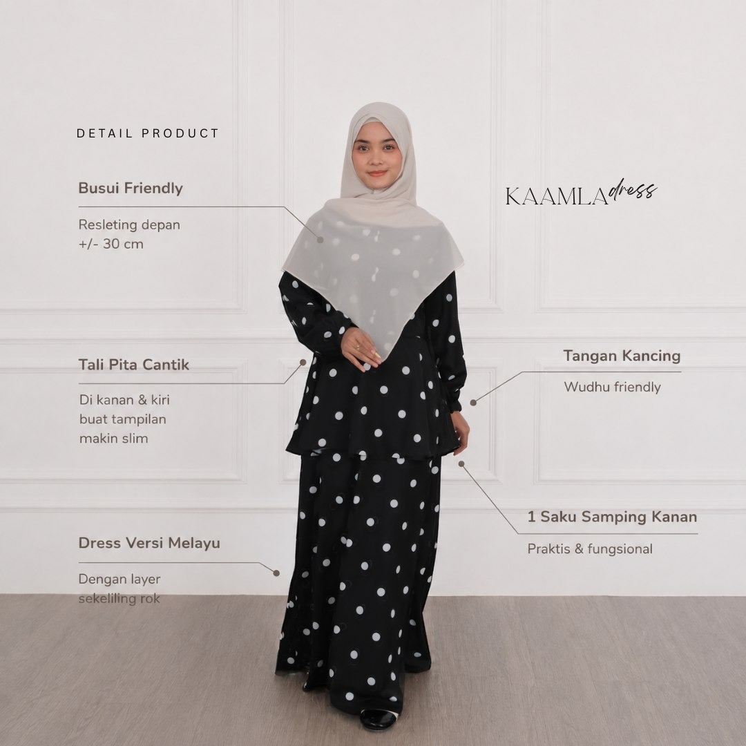Kaamla Polkadot | Material Asheera Premium Busui Friendly | Look Melayu