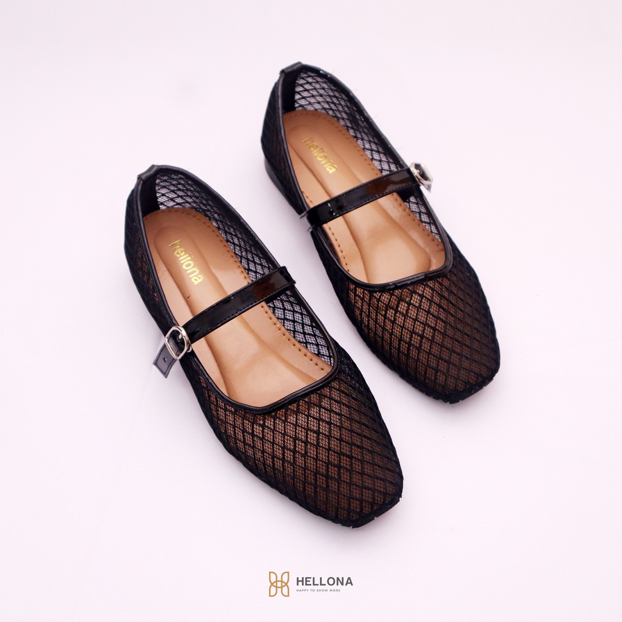 Hellona Kiara Mesh Flatshoes Cantik Wanita Sol Anti slip