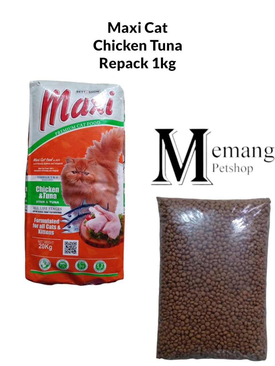 Maxi Cat Food 1Kg Repack - Makanan Kucing