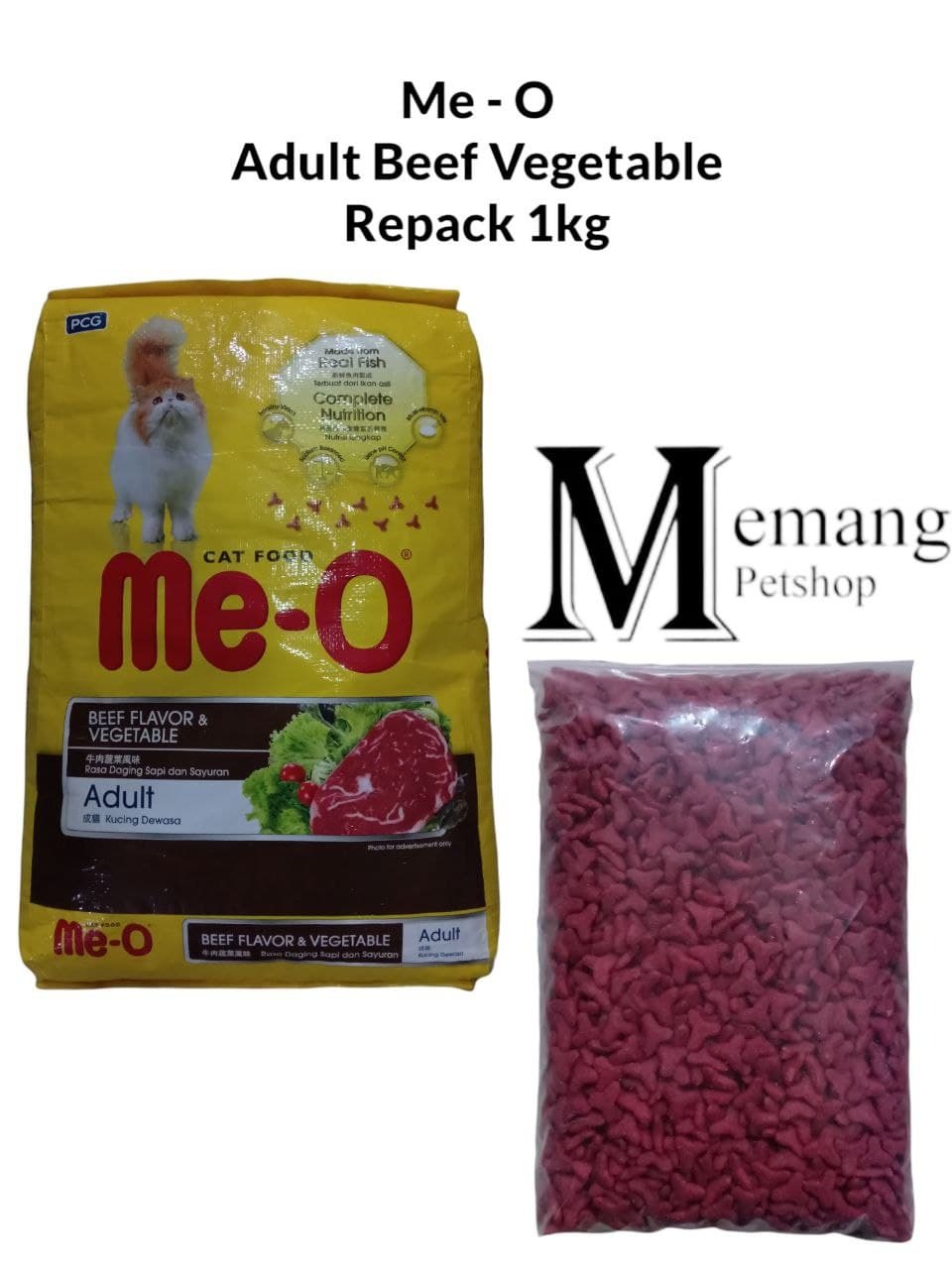 Me-O Adult Beef Vegetable 1Kg Repack - Makanan Kucing Dewasa Meo