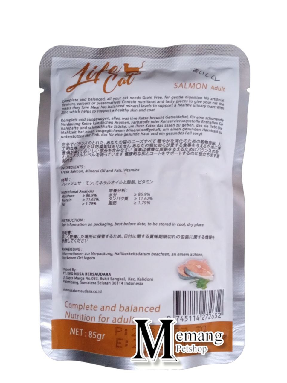 Life Cat Pouch 85gram Adult Salmon - Makanan Kucing