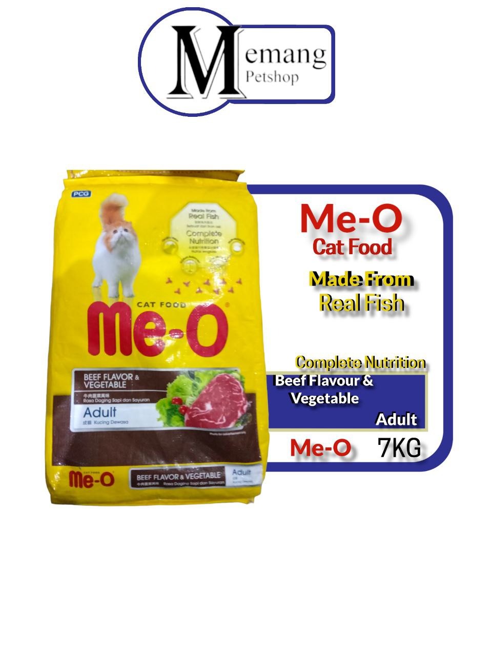 Me-O Adult Beef Vegetable 7Kg Freshpack - Makanan Kucing Dewasa Meo
