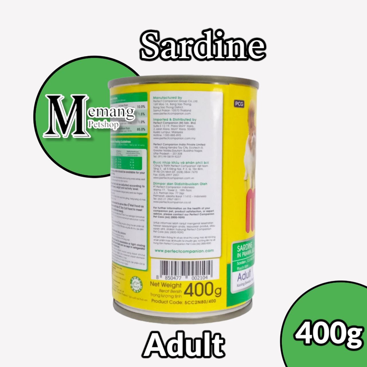 Me-O Kaleng Adult Sardine 400gram - Makanan Kucing Basah