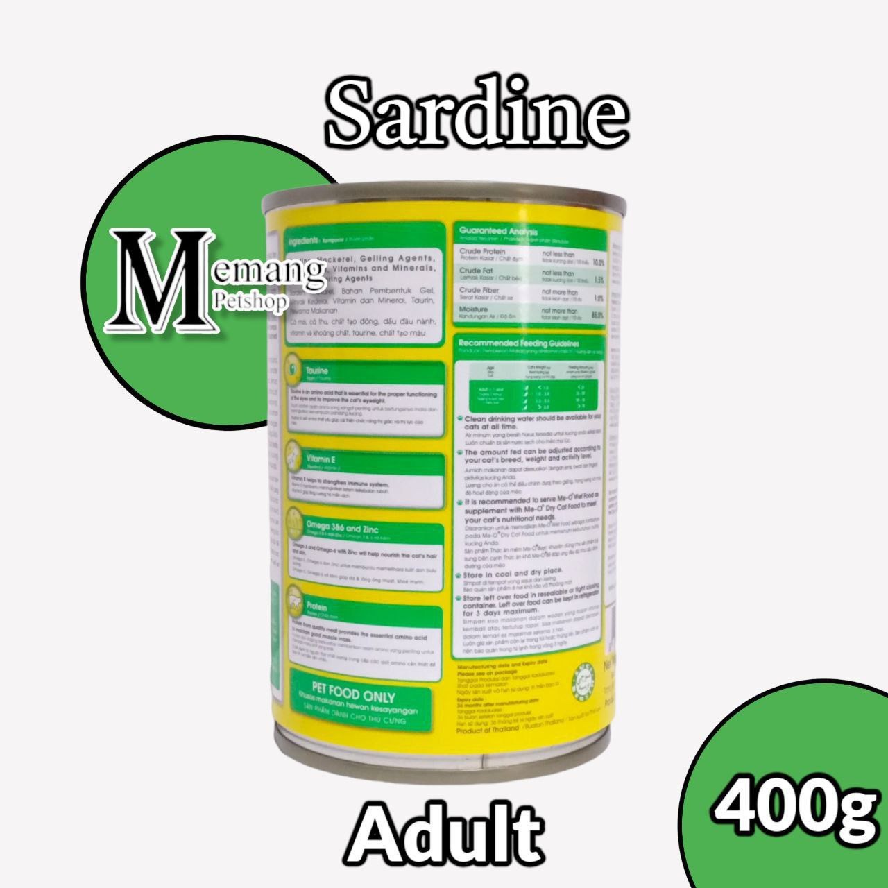 Me-O Kaleng Adult Sardine 400gram - Makanan Kucing Basah