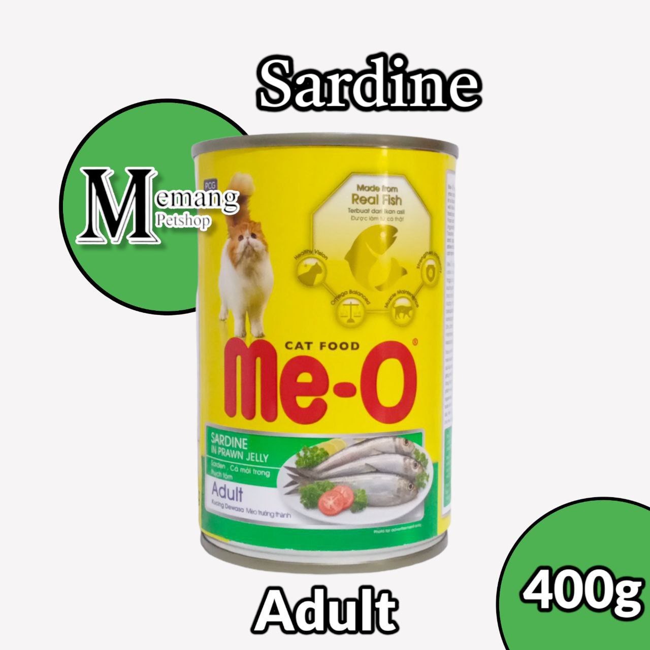 Me-O Kaleng Adult Sardine 400gram - Makanan Kucing Basah