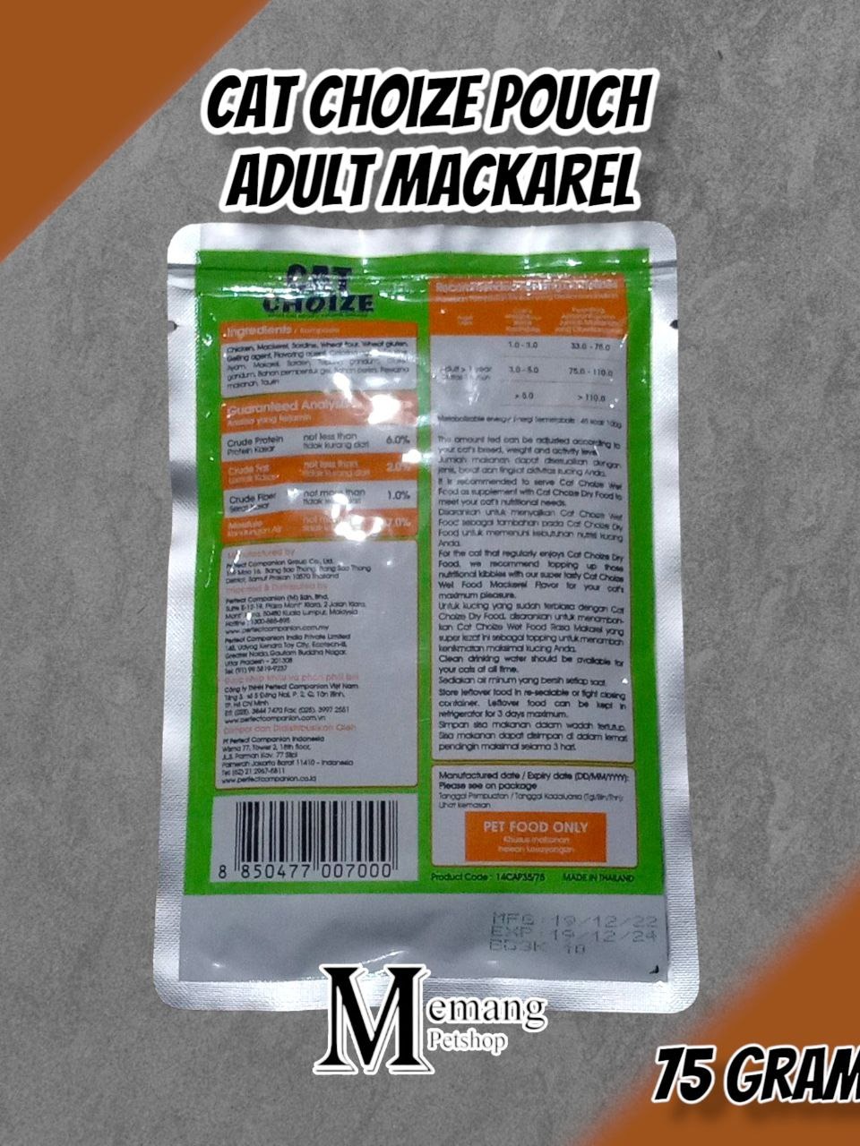 Cat Choize Adult Mackarel 75gr Pouch Makanan Kucing Basah Cat Wet Food