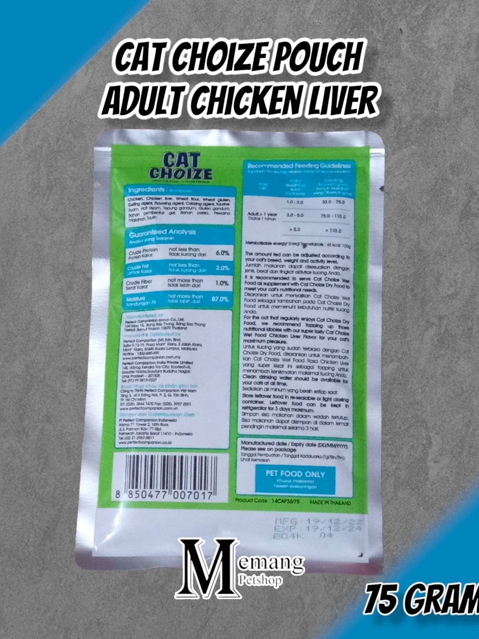 Choize Adult Chicken Liver 75gr Pouch Makanan Kucing Basah Cat Wet Food