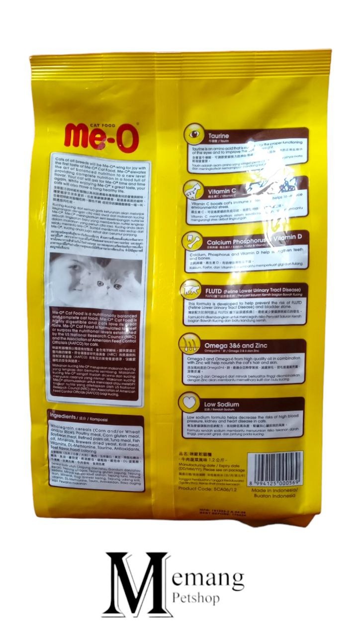 Me-O Adult Beef Vegetable 1.1Kg Freshpack - Makanan Kucing Dewasa Meo