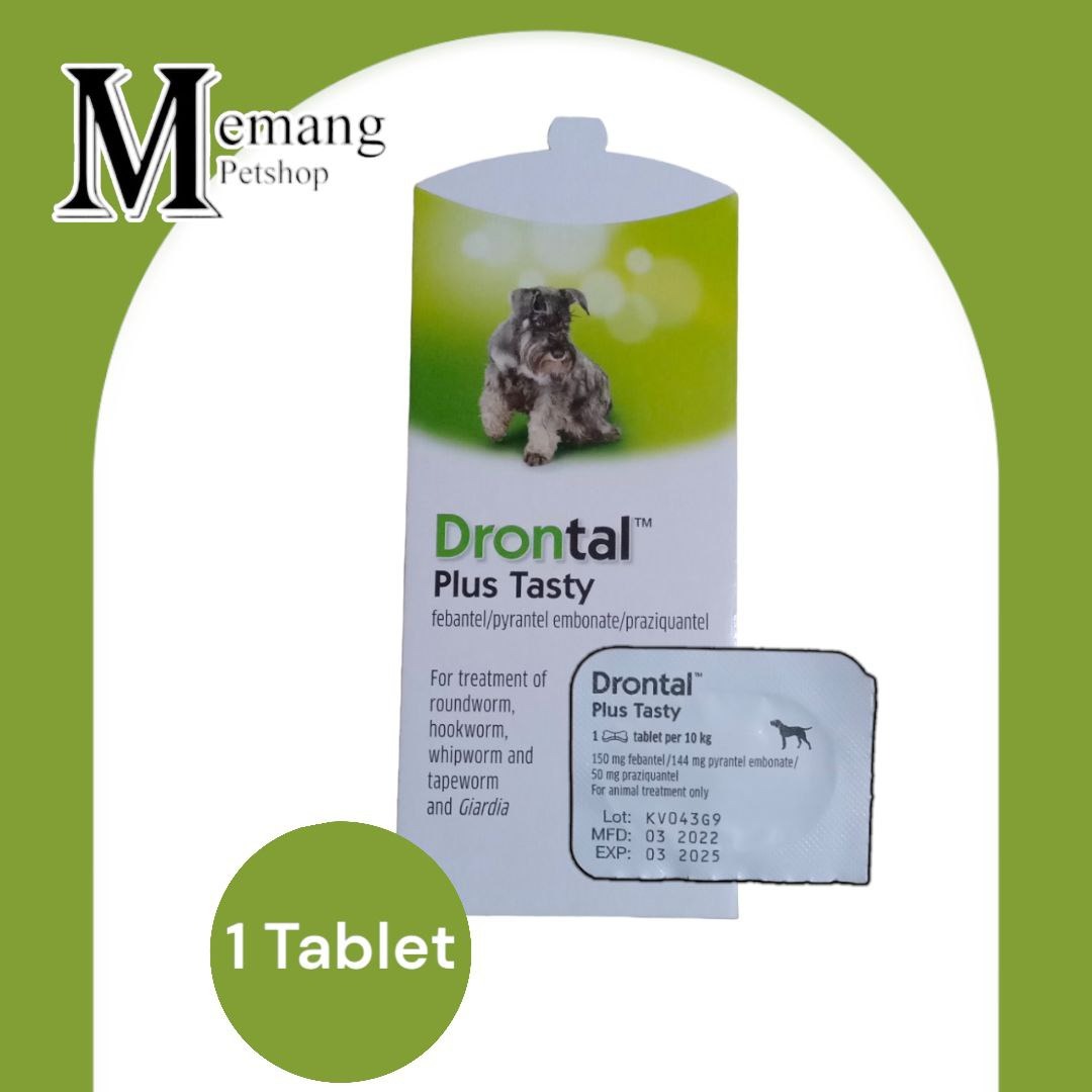 1 Tablet Drontal Dog Plus Tasty - Obat Cacing Anjing