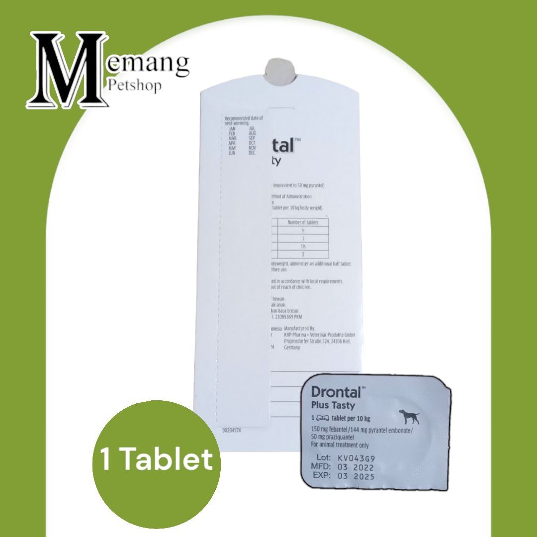 1 Tablet Drontal Dog Plus Tasty - Obat Cacing Anjing