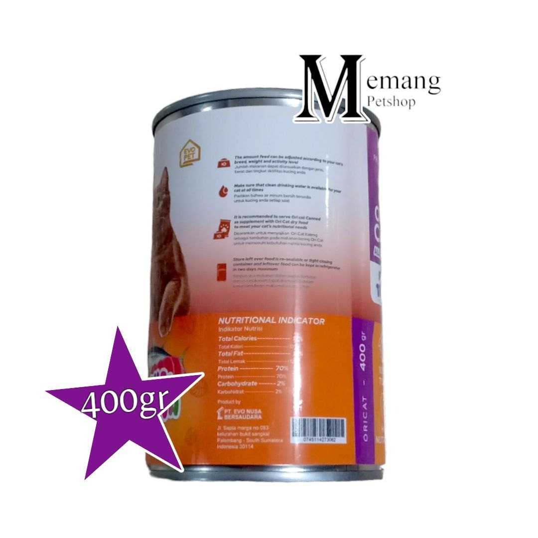 Ori Cat Kaleng 400gr Pure Tuna - Makanan Kucing OriCat