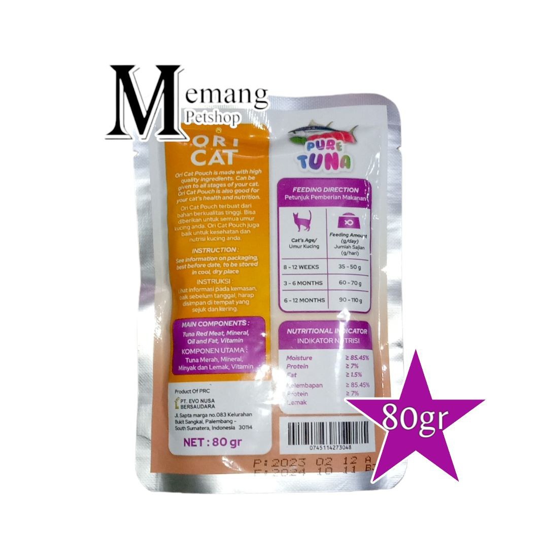 Ori Cat Pouch 80gr Pure Tuna - Makanan Kucing Basah OriCat