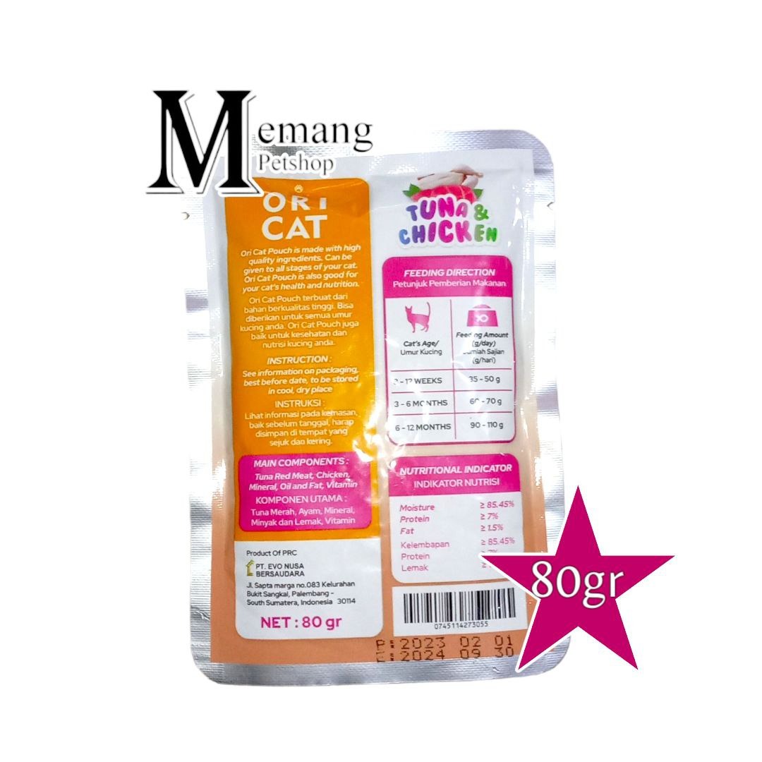 Ori Cat Pouch 80gr Tuna Chicken - Makanan Kucing Basah OriCat
