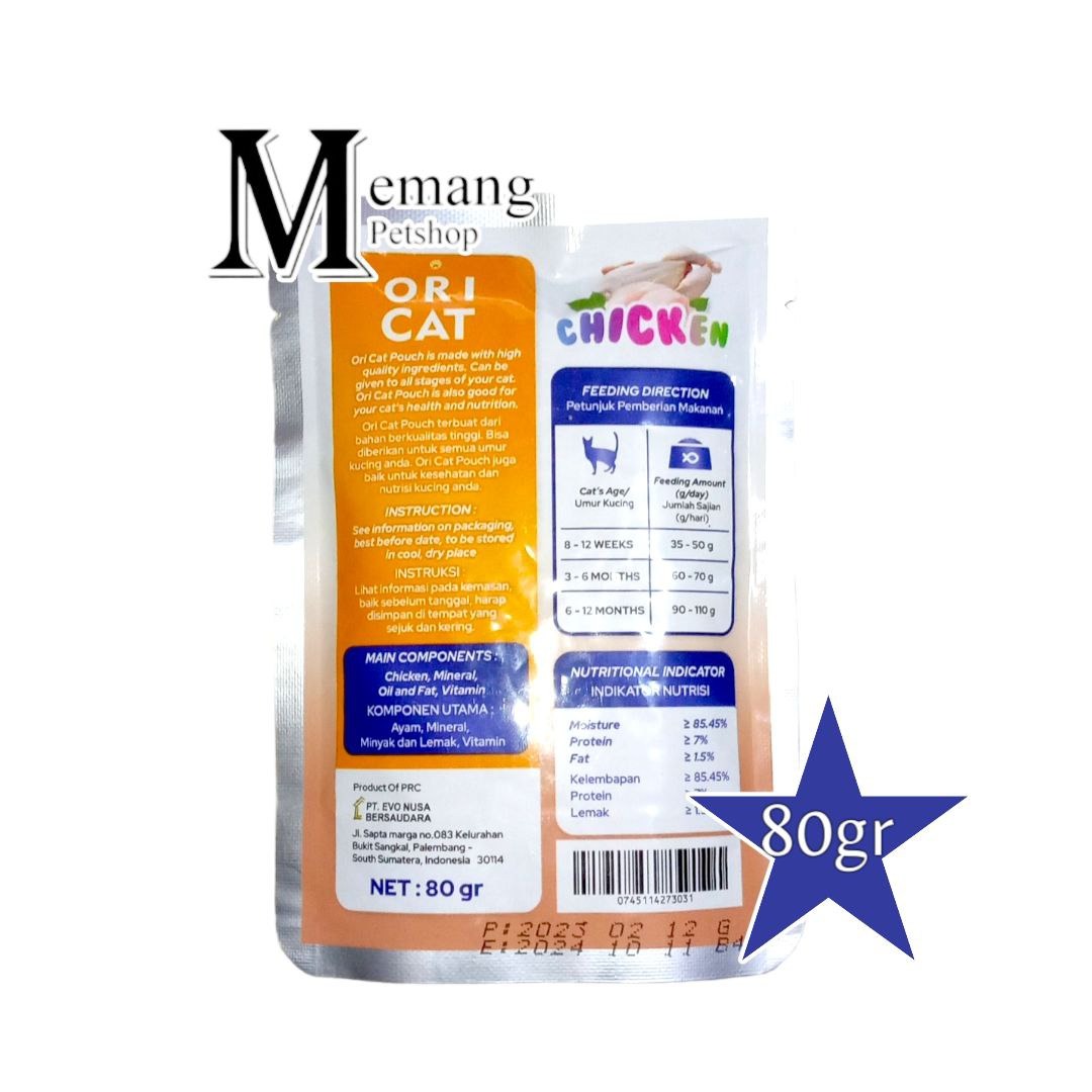 Ori Cat Pouch 80gr Chicken - Makanan Kucing Basah OriCat
