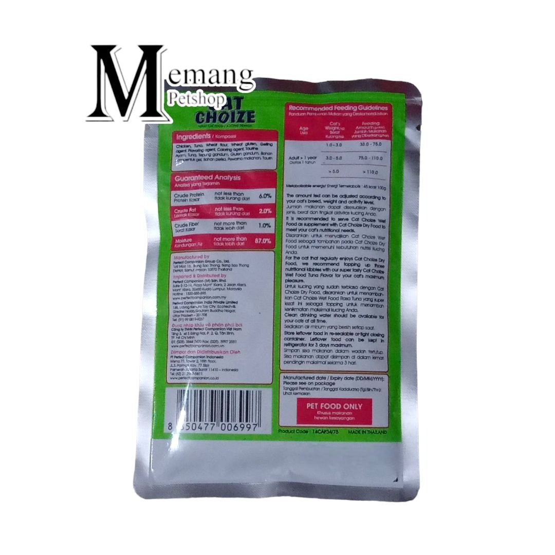 Cat Choize Adult Tuna 75gr Pouch Makanan Kucing Basah Cat Wet Food