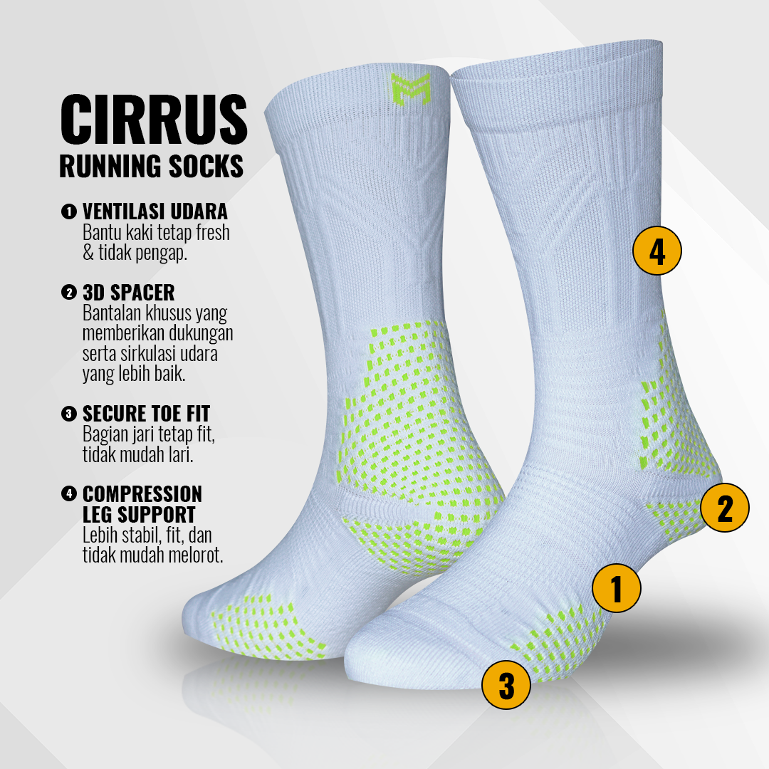 Kaos Kaki CIrrus White/Lime Green