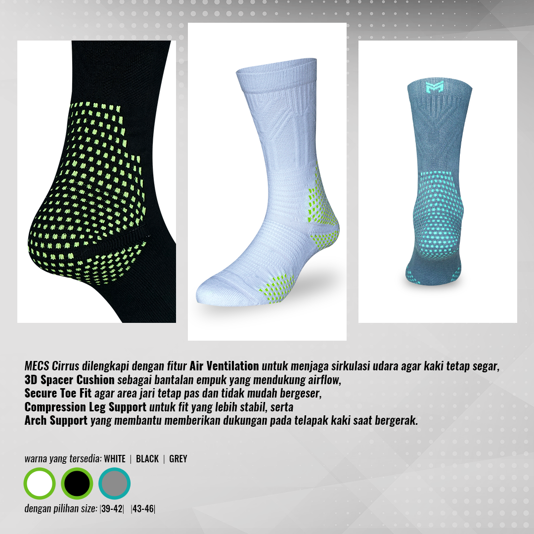 Kaos Kaki CIrrus White/Lime Green