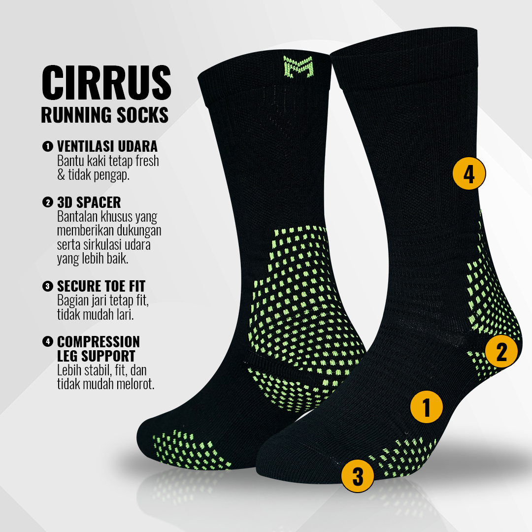 Kaos Kaki Cirrus Black/Lime