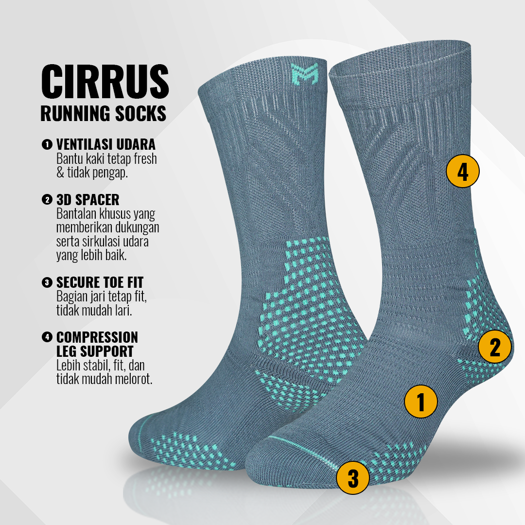 Kaos Kaki Cirrus Grey/Blue