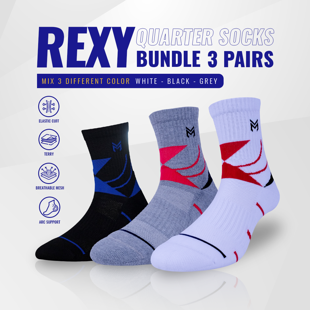 3 Pasang Kaos kaki Badminton Bundle Rexy Ace