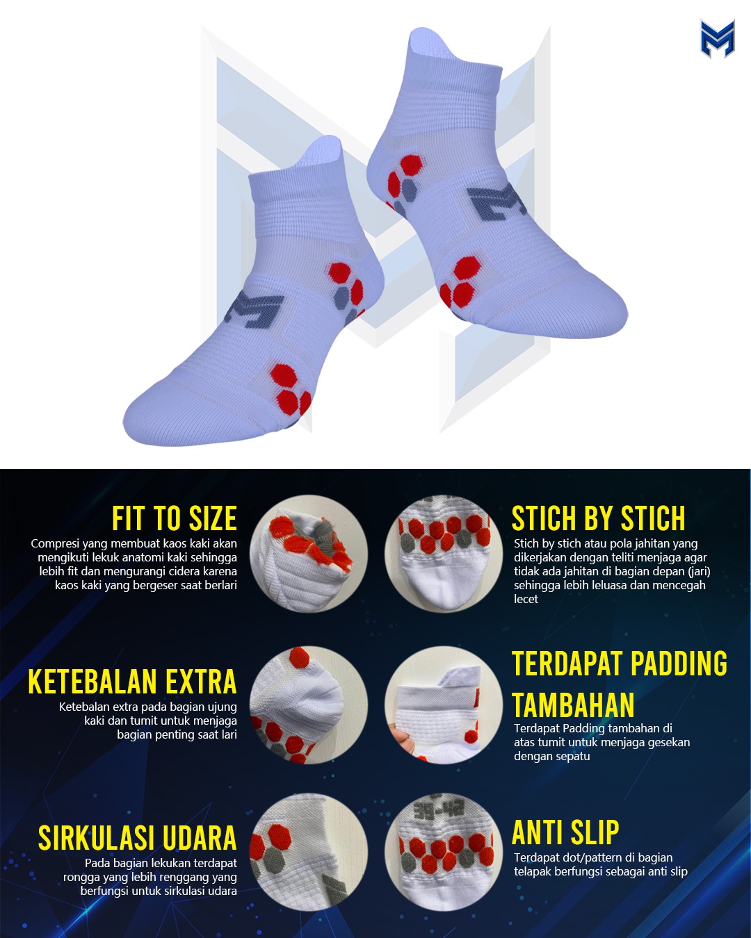 Kaos kaki Running Sigma Dots Series Ankle